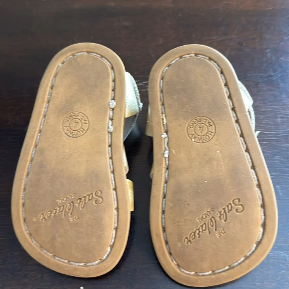 Salt Water Sandals by Hoy Gold Toddler Girls Leather Sandals